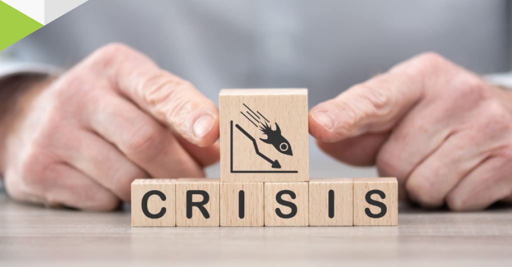 Illustration of a rocket in decline labeled 'Addressing the Learning Impact Crisis in Learning & Development,' symbolizing challenges in L&D, training effectiveness, and measuring business outcomes