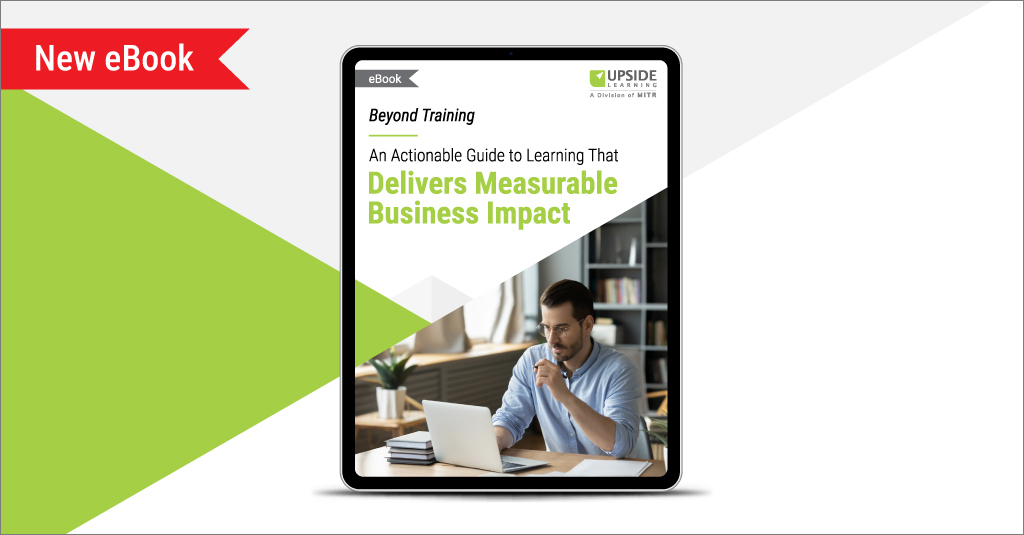 eBook Launch Blog banner for Beyond Training: A Guide to Measurable Learning Impact featuring the 7-step Impact Framework
