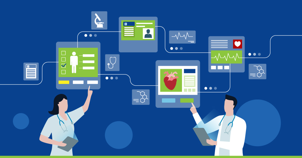 Healthcare professionals using digital training on tablets to review compliance policies, symbolizing eLearning and patient safety improvement