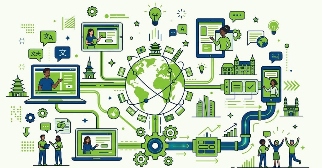 the difference between translation, localization, and multilingual eLearning design for global enterprise training programs