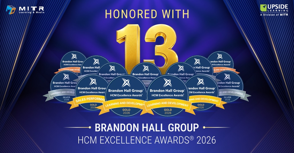 Upside Learning wins 13 Brandon Hall Group HCM Excellence Awards 2026, including 4 Gold, 7 Silver, and 2 Bronze awards.