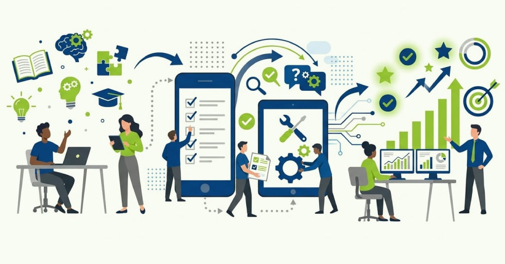 Five moments of need mapped to performance support tools in training